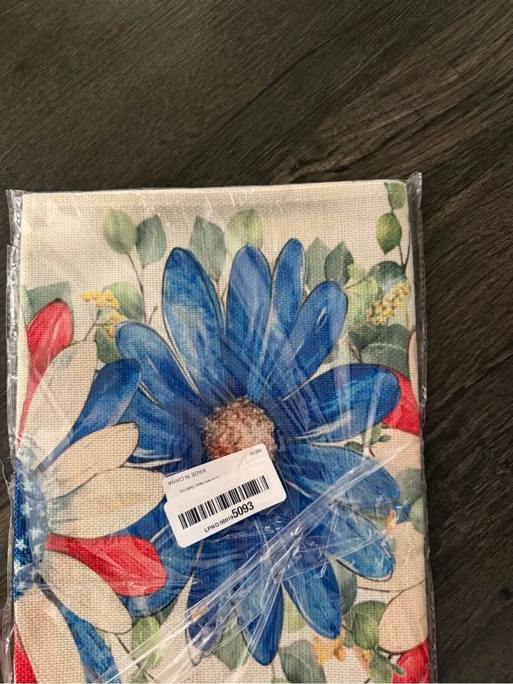 Patriotic Red, White & Blue Floral Table Runner